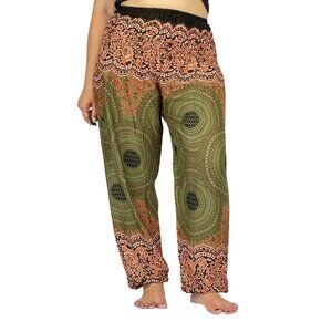 Smocked Boho Palazzo Style Pants - Bamboo Rayon Beachwear Breathable Flowy Soft